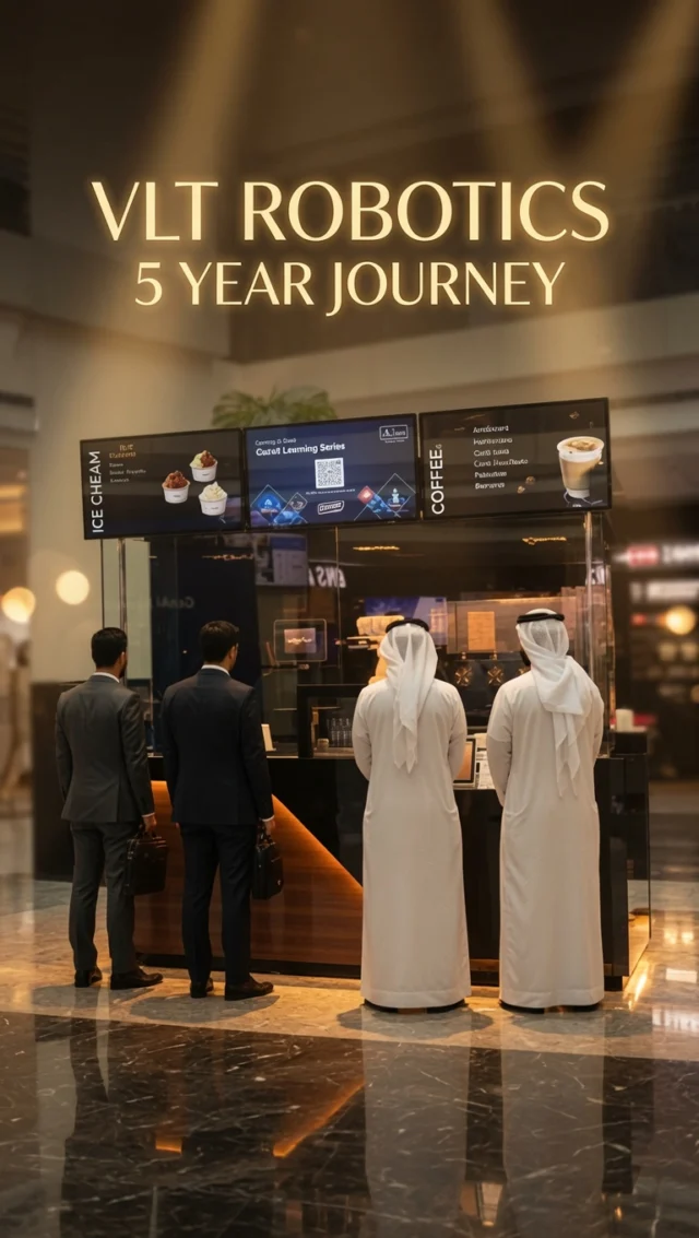 VLT Robotics celebrates 5 years in DubaiOver the past five years, CafeXbot has transformed the F&B experience across amusement and water parks, tourist attractions, entertainment venues, universities, and corporate spaces.  CafeXbot has expanded into new formats, new environments, and global markets — creating millions of memorable robotic interactions along the way.Today, VLT Robotics operates across 8 countries, continuing to push the future of robotic experiences forward.5 years of innovation.
5 years of futuristic experiences.
5 years of VLT Robotics in Dubai.